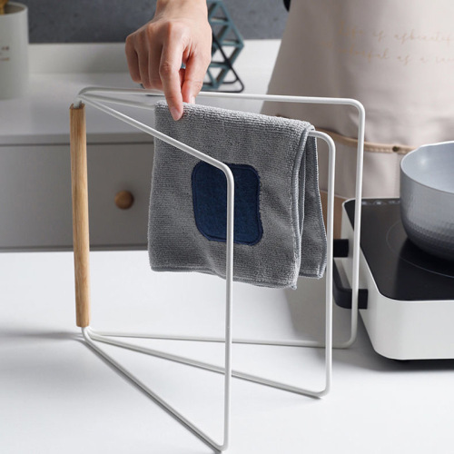 2020 Japanese style kitchen towel rack countertop lazy rag drying rack vertical foldable storage rack hanger