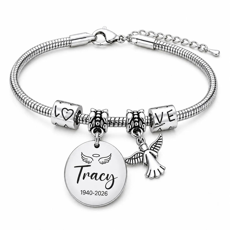 Stainless Steel Round Plate Engraved Bracelet Guardian Angel Wings Pendant Snake Bone Chain Bracelet Round Plate Engraved Angel Bracelet Stainless Steel Round Plate Engraved Bracelet Guardian Angel Wings Pendant Snake Bone Chain Bracelet Round Plate Engraved Angel Bracelet