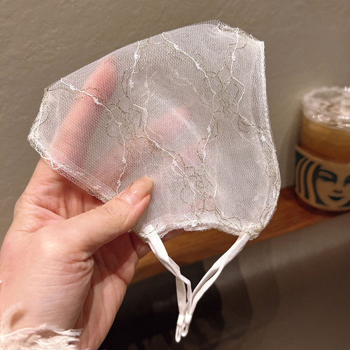  New Trendy Sunscreen Lace Face Mask with High Fashion Design, Washable and Breathable, Lifestyle Decor Face Cover for Women