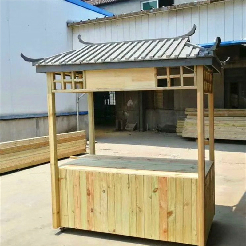 防腐木售货车实木仿古摆摊小推车景区移动摊位活动促销售卖小吃车