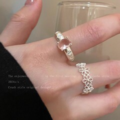 甘いピンクのジルコンの花の指輪の女性の優しい気質の冷たい風の食べ物の指の指輪の精巧な高級感の指輪の卸売り