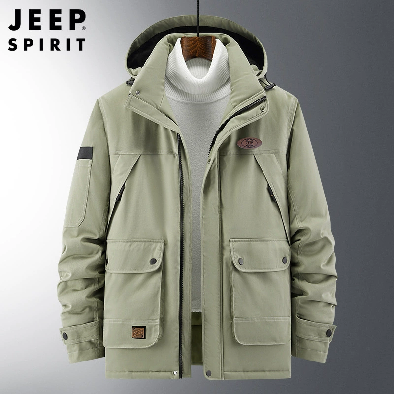 Куртка средней длины (Jeep Spirit), с капюшоном, демисезонная, повседневная