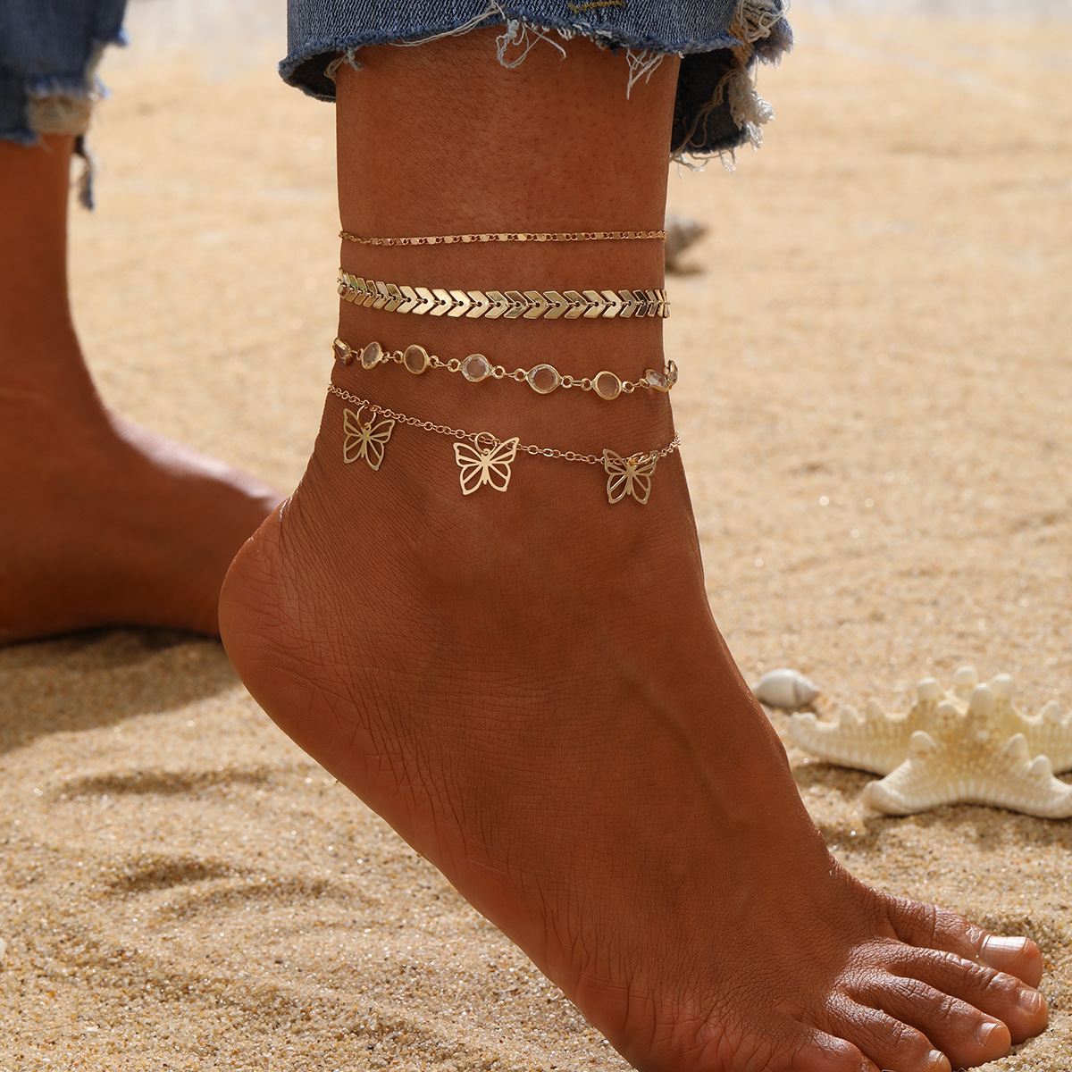 Vintage Women Girls Vacation Foot Anklet...