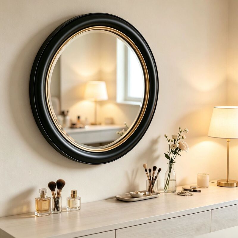 American-style retro bathroom mirror, round wall-mounted vanity mirror, hotel bathroom vanity mirror, toilet decorative mirror frame American-style retro bathroom mirror, round wall-mounted vanity mirror, hotel bathroom vanity mirror, toilet decorative mirror frame
