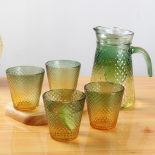 玻璃冷水壶水杯套装泡茶壶茶杯透明加厚玻璃壶杯子锤纹工艺水瓶