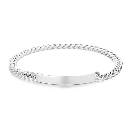 Yunchaoxuan S925 sterling silver Korean version simple and minimalist square tube bolt splicing side chain personalized bracelet