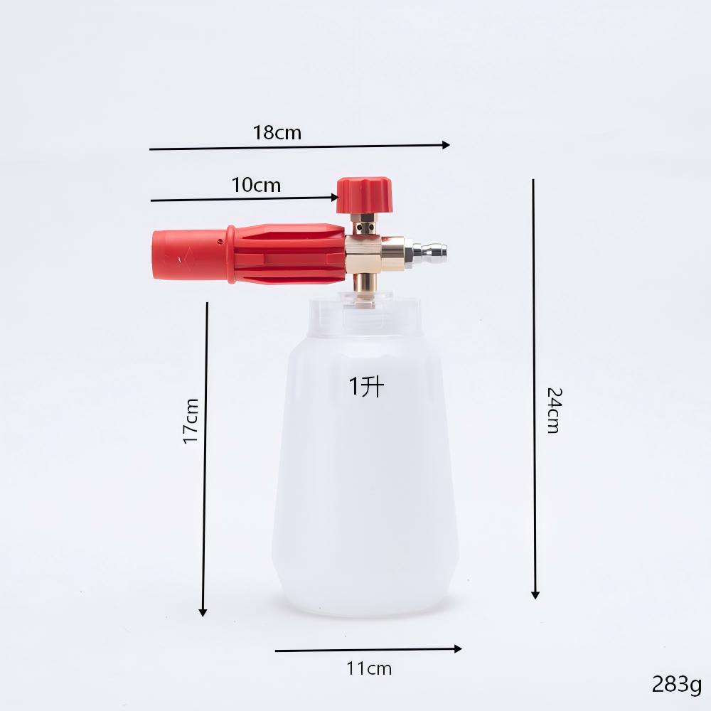 No. 4 aluminum red PA high-pressure washer transparent foam spray bottle, adjustable spray bottle, 1 liter large capacity, specialized for car washing