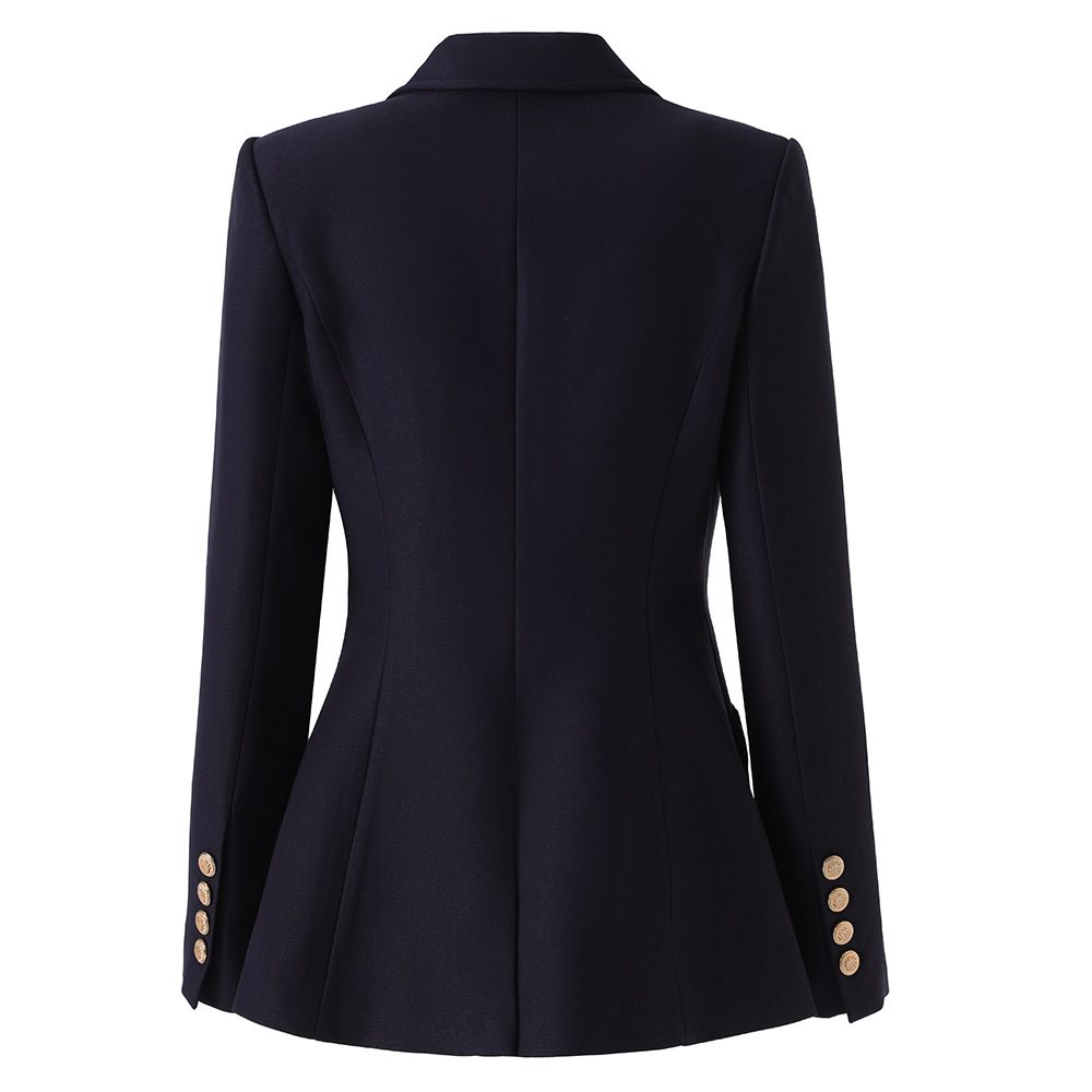 Navy Blue Small Suit Jacket Autumn and Winter High-End Embroidered Suit Slim Version Preppy Style Micro-Badge Suit Jacket