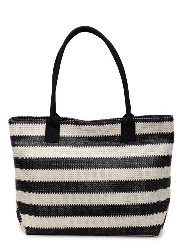 Woven capacious straw shoulder bag for leisure one shoulder