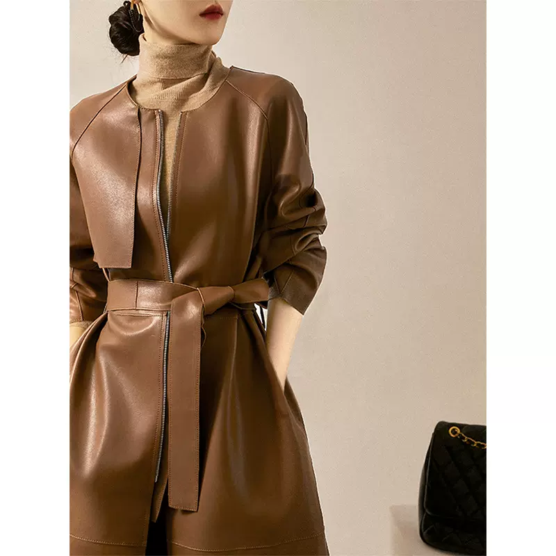 气质收腰中长款真皮皮风衣女春秋新款绵羊皮皮衣外套丨源头工厂