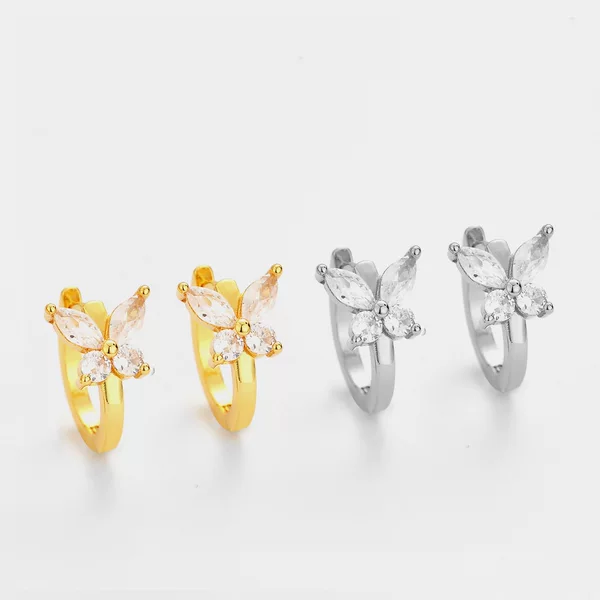Cross-Border New Zircon Butterfly Earrings, Fresh, Delicate, Versatile, Elegant Women's Ear Clips, Fashionable and High-End Earrings