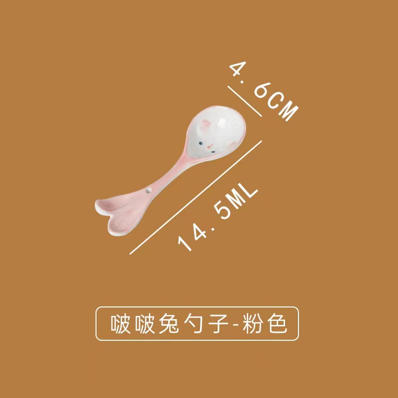 セラミックスプーンインかわいいキャンディーカラーの小さなスプーンインターネット有名人の家庭用スプーン高価値ロングハンドルスプーンデザートスプーン|undefined