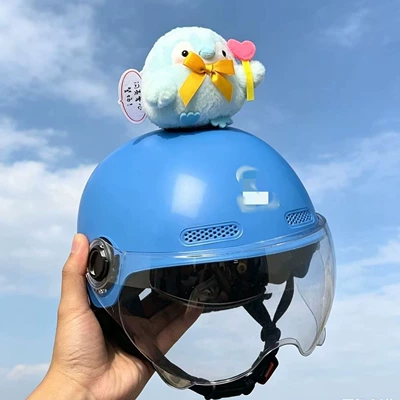 Motosiklet dəbilqələri doll scooter modification universal - no-helmet-single-blue-heart-shaped-penguin
