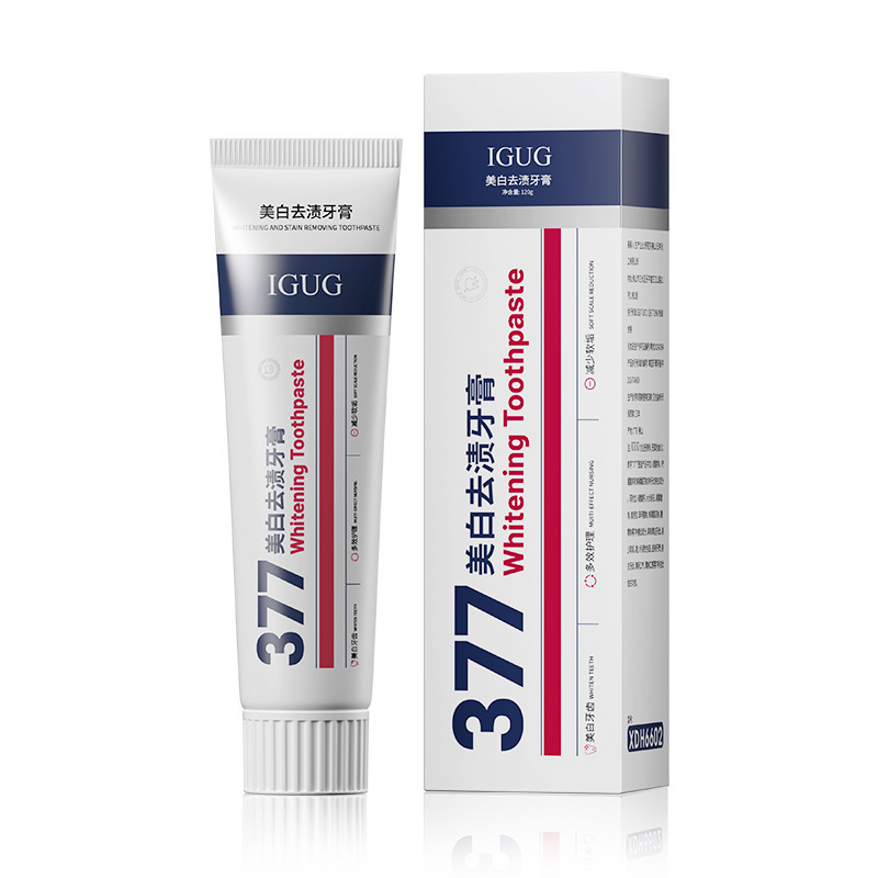 IGUG 377 pasta de dientes blanqueadora para eliminar manchas blancas brillantes blancas para fortalecer los dientes para eliminar manchas de humo, aliento fresco, sonido de chatarra, el mismo modelo puede ser usado para el cabello
