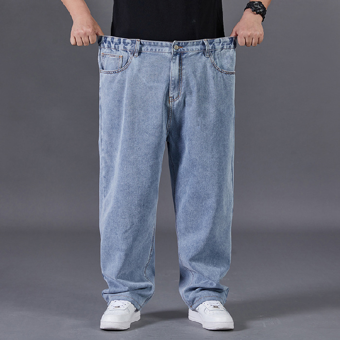 2024 primavera y otoño jeans de talla extra grande para hombres pantalones casuales rectos sueltos transfronterizos pantalones de papá con caída de pierna ancha para hombres
