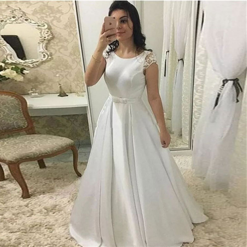 Comercio exterior de Europa y América Amazon AliExpress deseo nuevo vestido boda satén simple sexy backless personalizable