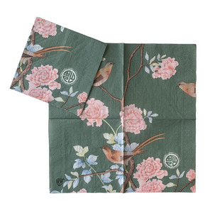 National Style Pattern Flower and Bird Printed Napkin Wedding Colorful Kitchen Paper Food Grade Disposable Environmentally Friendly Paper Towel