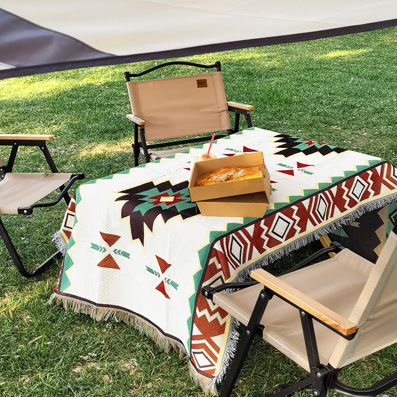 Nordic Camping Base Outdoor Tablecloth Decorative Atmosphere Export Cross-border Foreign Trade Blanket Picnic Camp Egg Roll Tablecloth