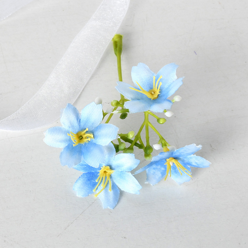 Simulación de flores azules DIY accesorios de cabeza de flores material de boda flor de flor flor flor de flor flor flor de pecho de flor de cabeza pared en el viento
