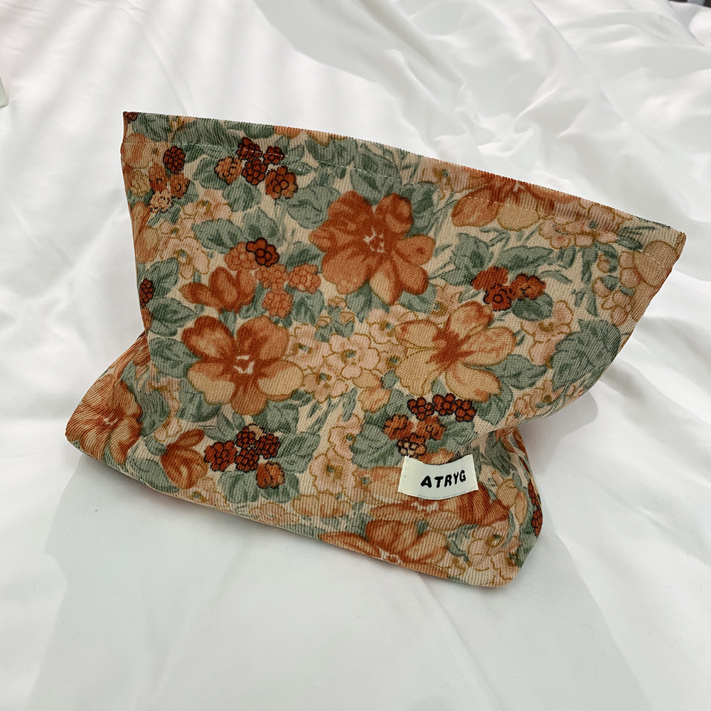 Bolsa de maquillaje de vellón retro una bolsa de impresión de lotes de viaje bolsa de almacenamiento portátil bolsa de lavado