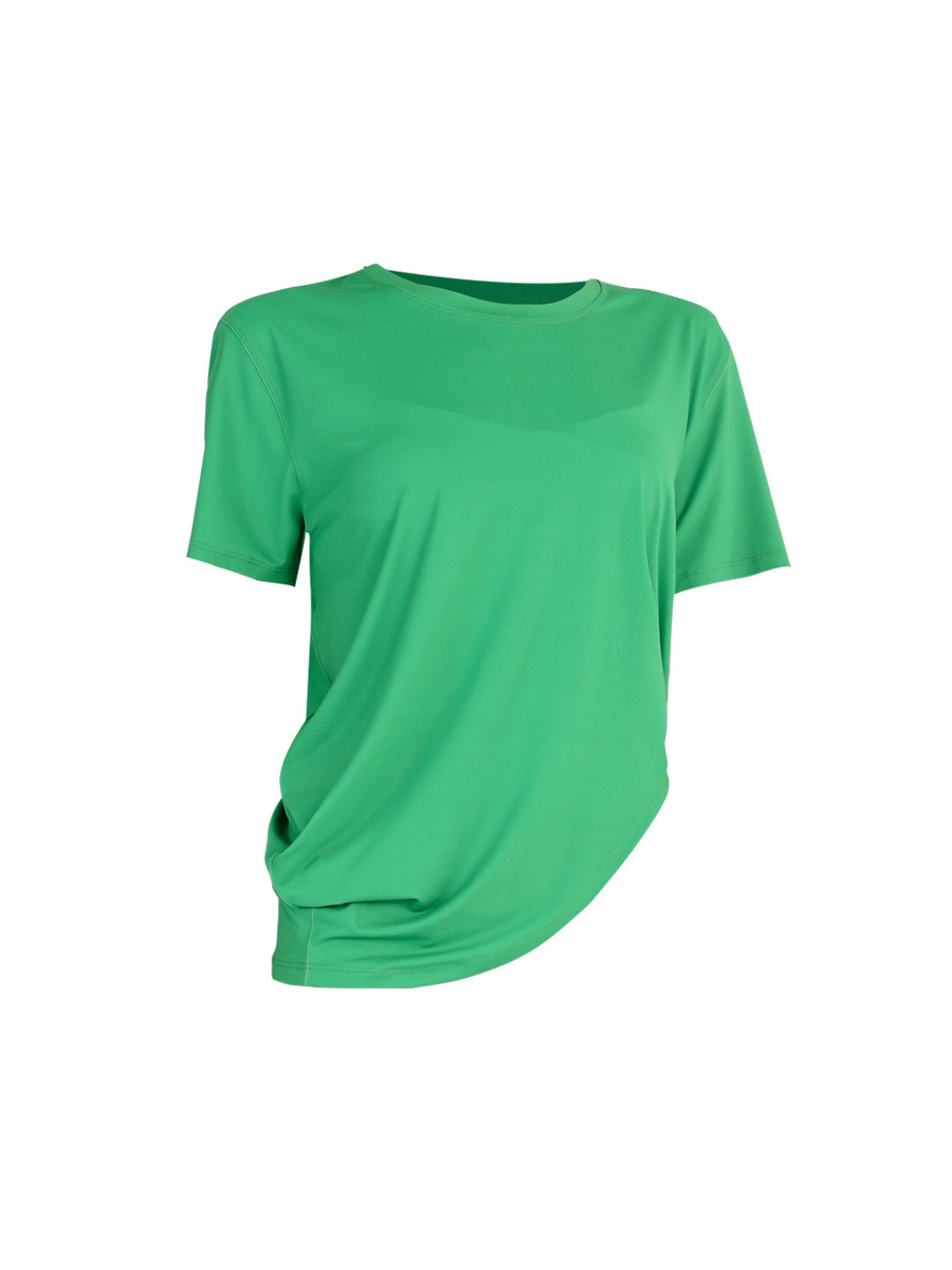 Europa y América original primavera y verano deportes de manga corta de las mujeres sueltas corriendo de secado rápido camiseta fitness blusa media manga yoga top