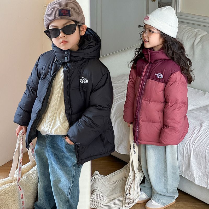 2025 invierno nueva ropa de algodón para niños, niños y niñas, chaqueta de algodón de pluma caliente, chaqueta de algodón de bebé coreano