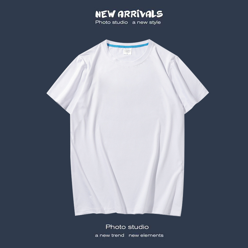 Low-Priced Export T-Shirts, Milk Silk Modal Round Neck Short-Sleeve Men's White T-Shirts, Polyester T-Shirts Wholesale, Modal Fabric Low-Priced Export T-Shirts, Milk Silk Modal Round Neck Short-Sleeve Men's White T-Shirts, Polyester T-Shirts Wholesale, Modal Fabric