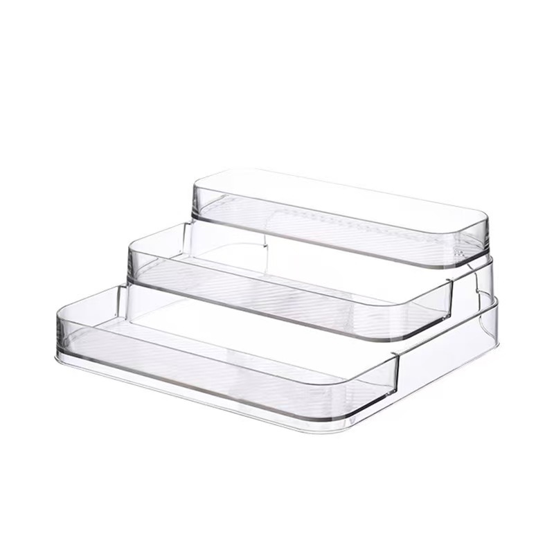 PET nueva caja de almacenamiento de escritorio transparente dormitorio cosméticos estante de almacenamiento multicapa 3 cajas de almacenamiento de escritorio papelería acabado
