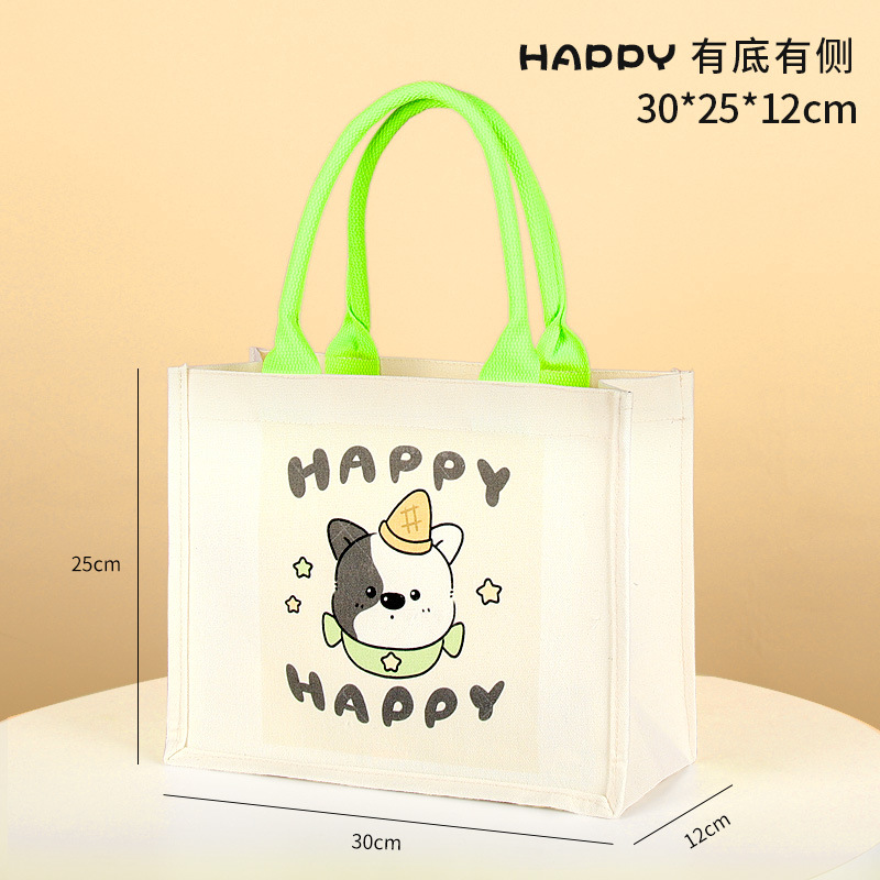 Bolso Tote de lona, logotipo de impresión personalizado, bolso publicitario, bolso de lona tridimensional de película de una sola capa de moda, personalizado