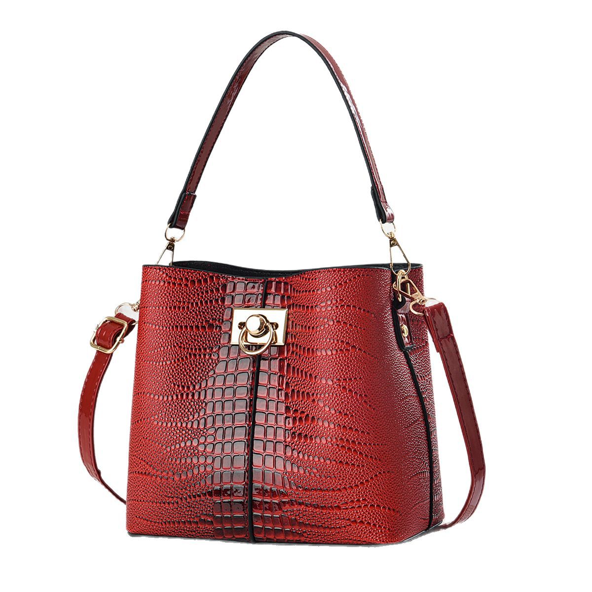 Bolsa de balde, bolso de mano de patrón de cocodrilo, bolso de hombro de calidad, bolso de mujer Taizhou, bolso de comercio exterior, bolso de mochila transfronterizo