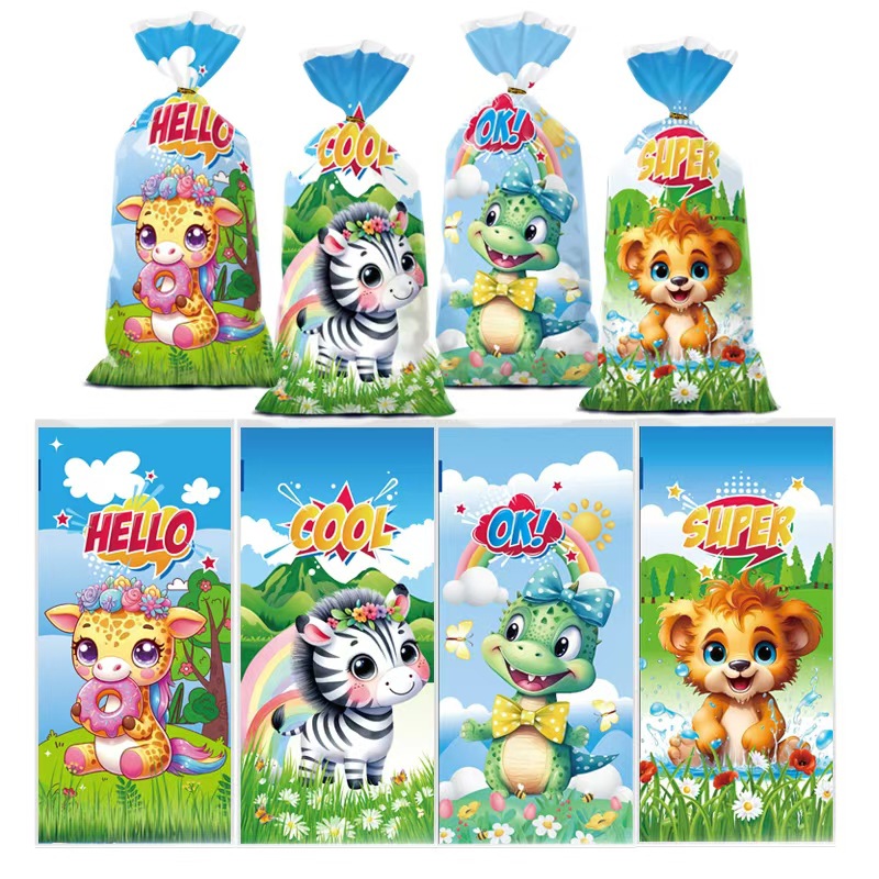 Cross-border arco iris unicornio bolsa de dulces impresión de dibujos animados opp pidiendo bolsa de azúcar bolsa de embalaje de pan de plástico