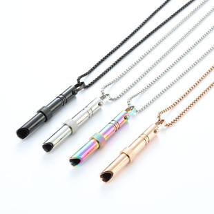 Cross-border INS Hot-selling Meditation Yoga Pendant Adjusting Breathing Whistle Titanium Steel Necklace Color-free Jewelry
