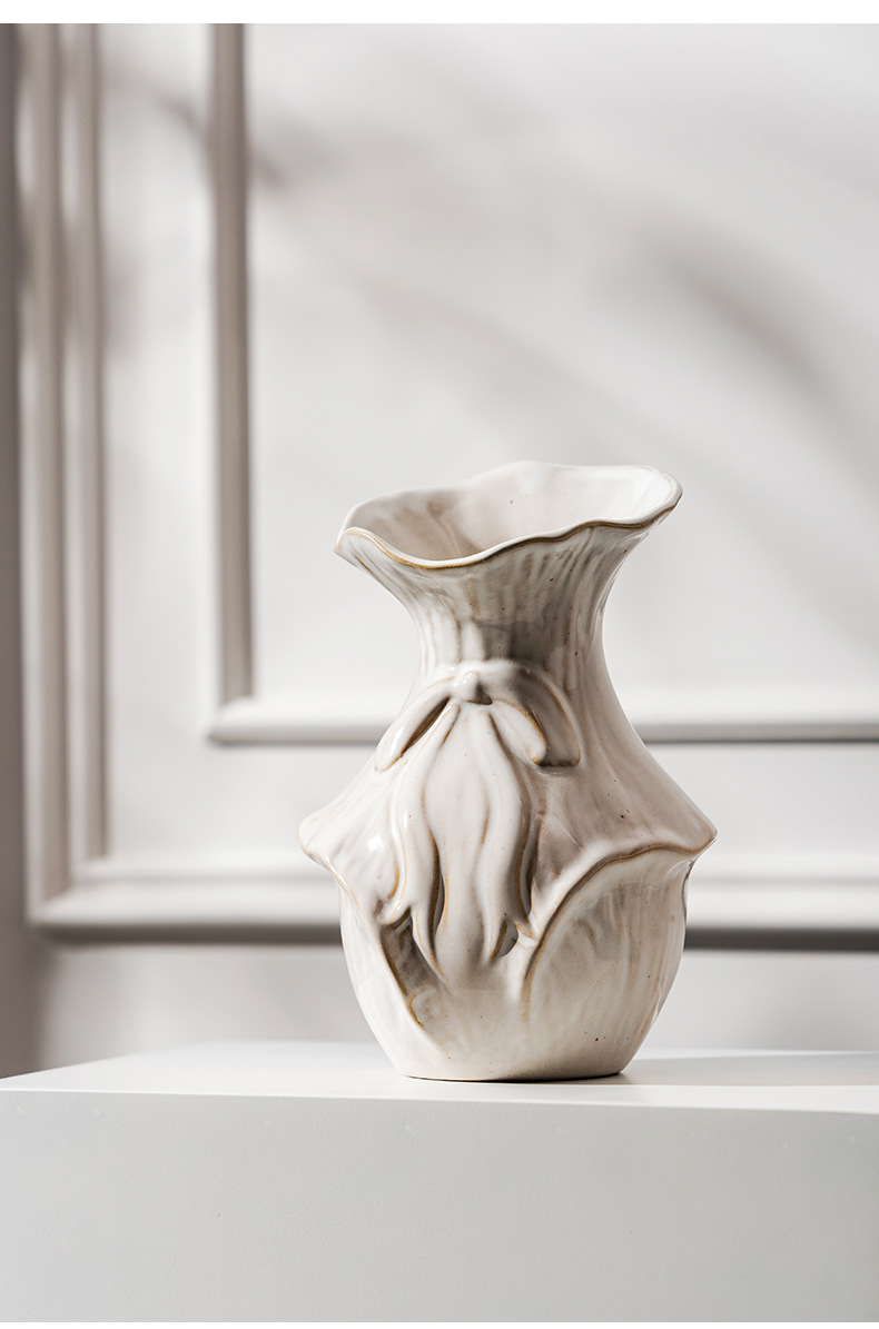Vase à roses de style européen, blanc, en céramique simple, pour salon ou table à manger, fleurs séchées et fraîches. Bloemen Deko Decoratie Blumenstrauß_voghion.com