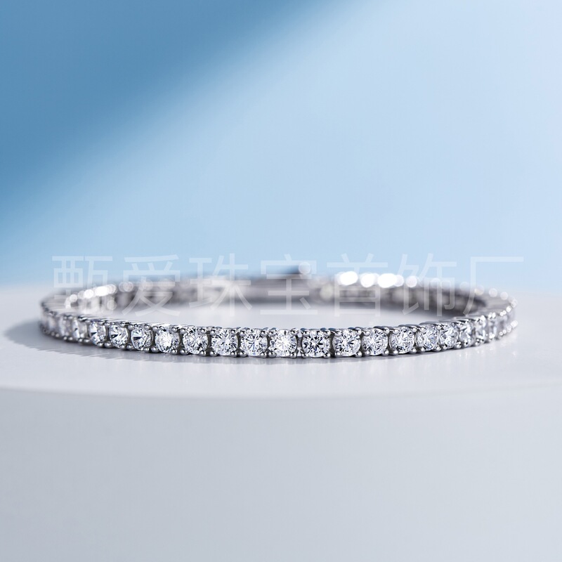 925 Silver Cross-Border European and American Jewelry 10-Point Zircon Pure Diamond Women's Bracelet Trendy Brand Personalized Diamond-Studded Versatile Wholesale
