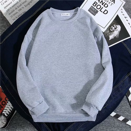 Korean men's spring and autumn casual base top round neck loose turtleneck plain sweatshirt