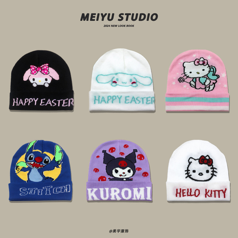 fashionable trend keep warm demi-season knitted hat hip-hop style…