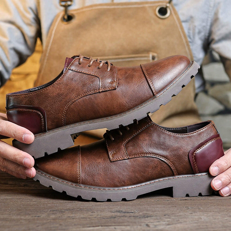 Трансграничные новые кожаные туфли мужские ретро дерби обувь мужские повседневные туфли наружные туфли