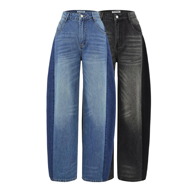 American Retro Washed High-Waisted Balloon Jeans Autumn New Fashion Straight Long Pants Loose Slimming Wide-Leg Pants