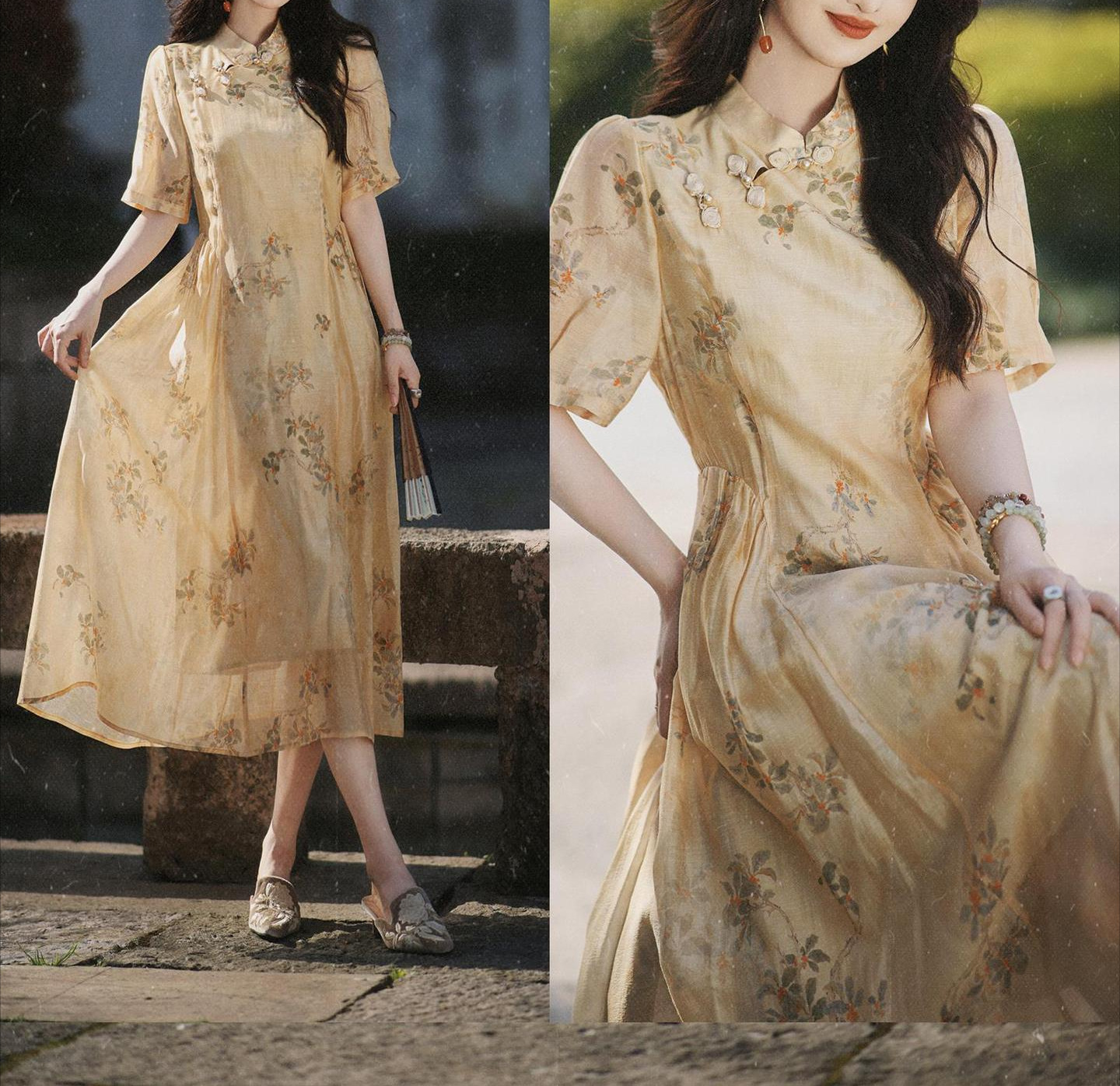 Summer 2025 High-End Exquisite French Improved Cheongsam Printed New Chinese National Style Dress For Women_ecoleips.com