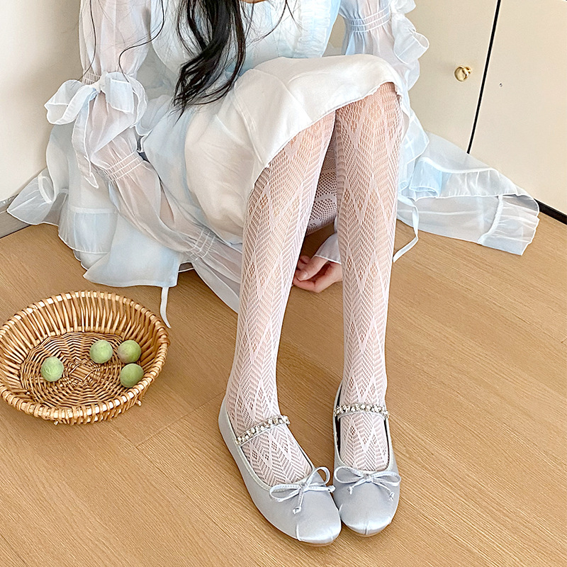 Verano caliente delgada chica desgaste malla jacquard encaje sobre la rodilla hueco y2g Lolita japonés negro pantimedias