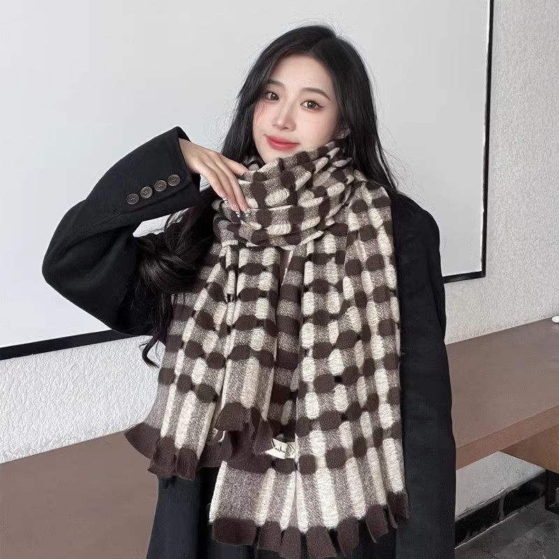 Frau Preppy-stil Süss Farbblock Kaschmirimitat Schal display picture 2