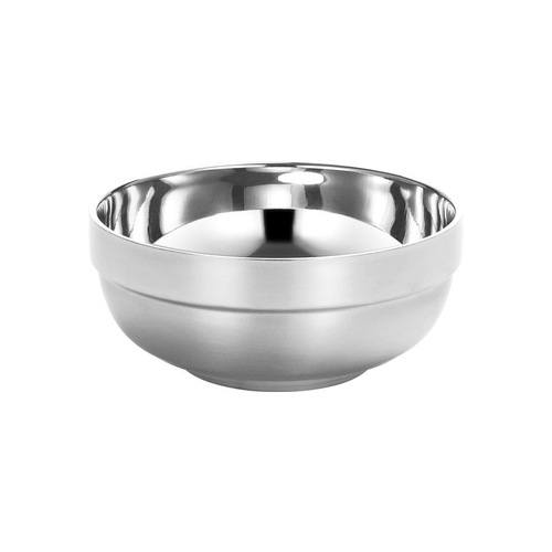 Wholesale stainless steel bowl with double-layer insulation, thickened for school canteens, kindergartens, commercial use, anti-scalding, high-legged lotus platinum bowl