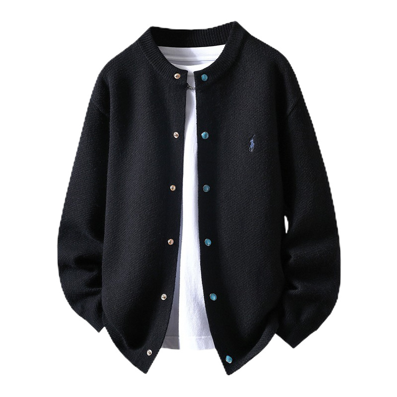 Explosiones transfronterizas de tamaño europeo de tamaño grande marca de caballo botón turquesa cardigan camiseta de punto suéter chaqueta de hombre fábrica mayorista