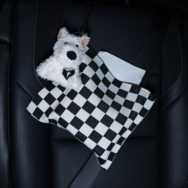 Car tissue box/set — Biqi Bixing Cute Car Tissue - black-white-spots-big-love-west-highland