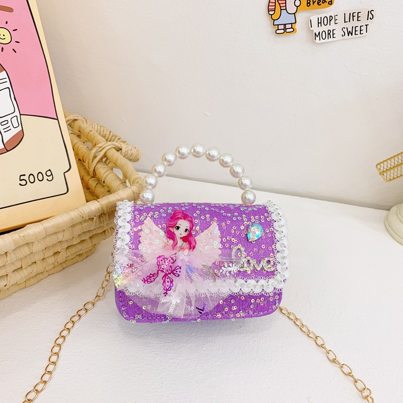 Nuevo bolso infantil, bolso de moda, bolso de princesa, bolso de niña encantador, bolso de cinturón, bolso de cadena para bebés