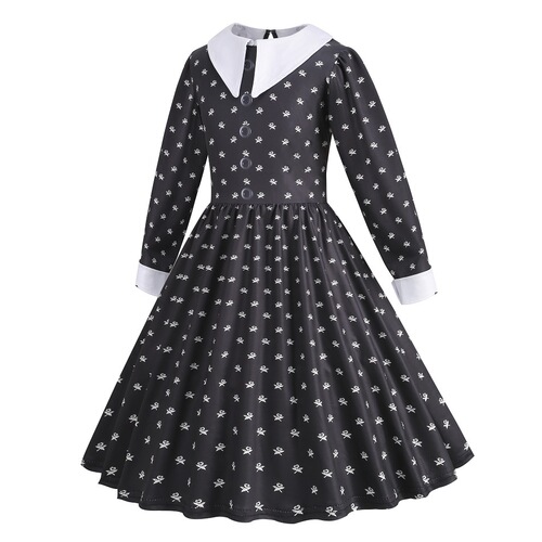 Wednesday Adams cos clothing, black dress, printed skirt, clothing accessories, one size fits all