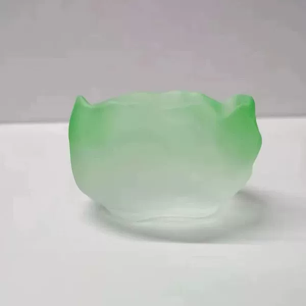 Frosted green glass cup