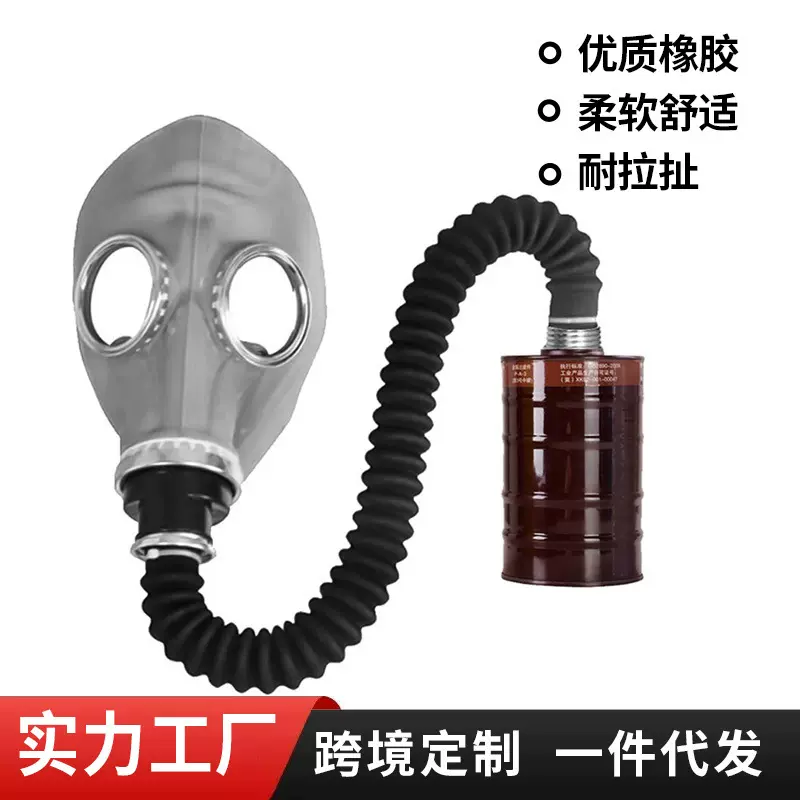 鬼脸防毒面具防尘化工实验室喷漆装修套头防化全面罩跨境一件代发