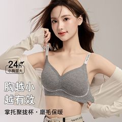 无痕内衣女提拉小胸聚拢显大无钢圈收副乳防下垂字母肩带文胸胸罩