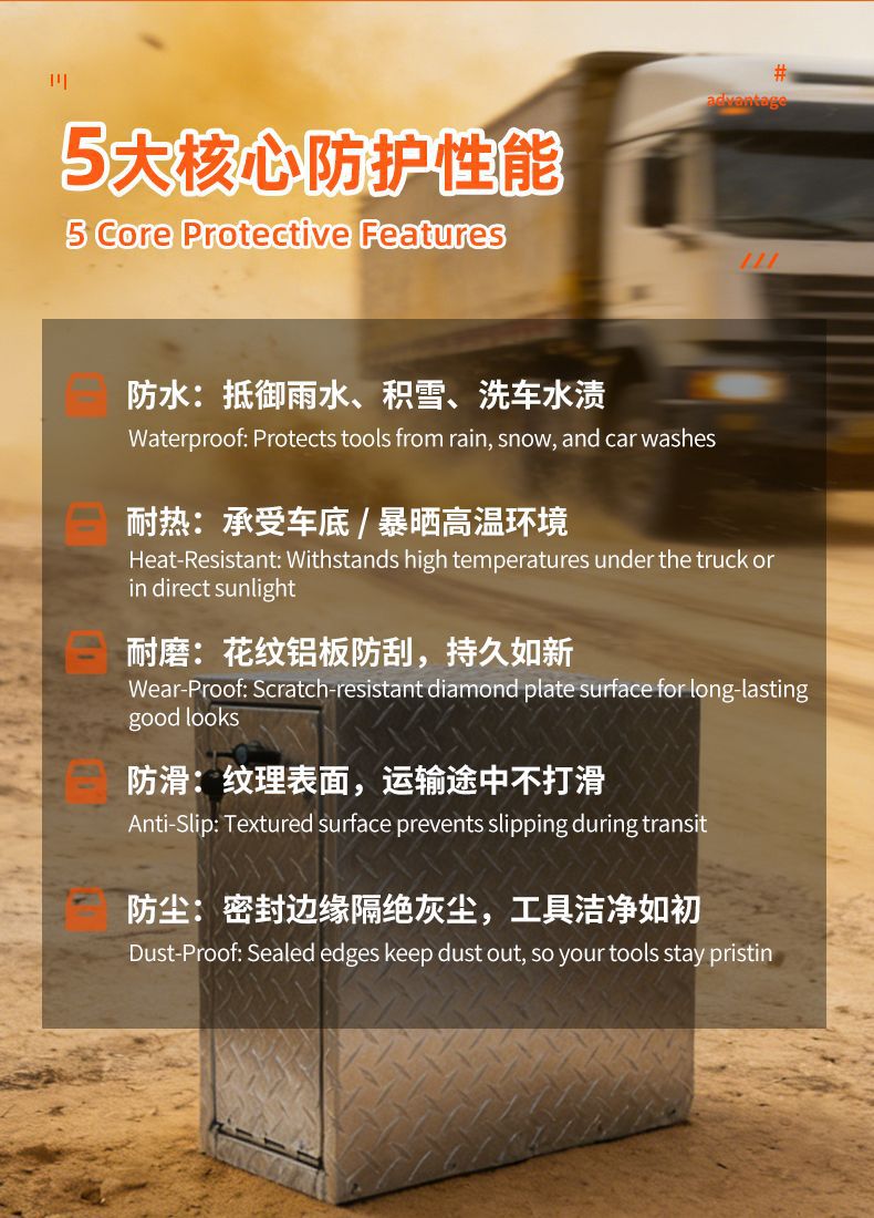 Heavy-Duty Vehicle-Mounted Side Storage Box, Patterned Aluminum Plate Toolbox with Lock, Wholesale Tool Storage for Truck Trailers